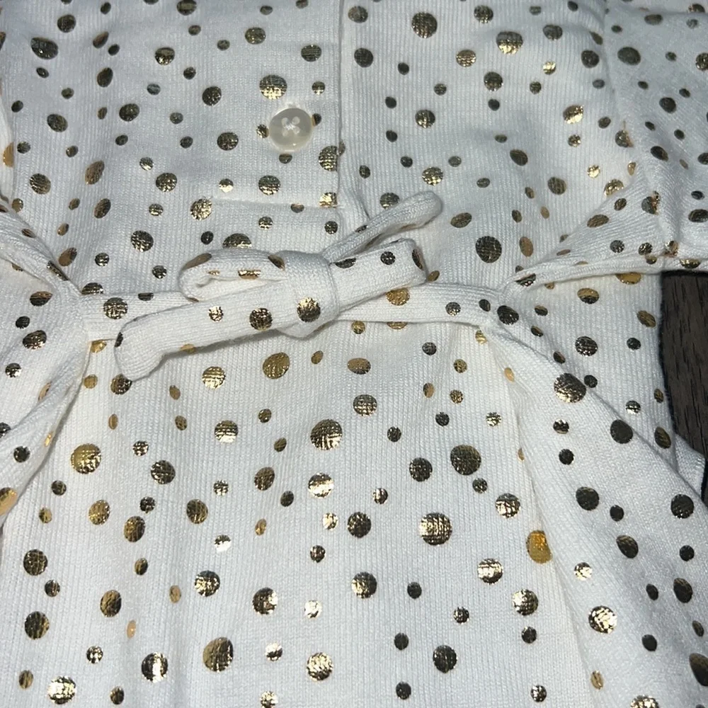 NWT Gold polkadot/ruffle longsleeve dressy shirt with matching  ruffle leggings